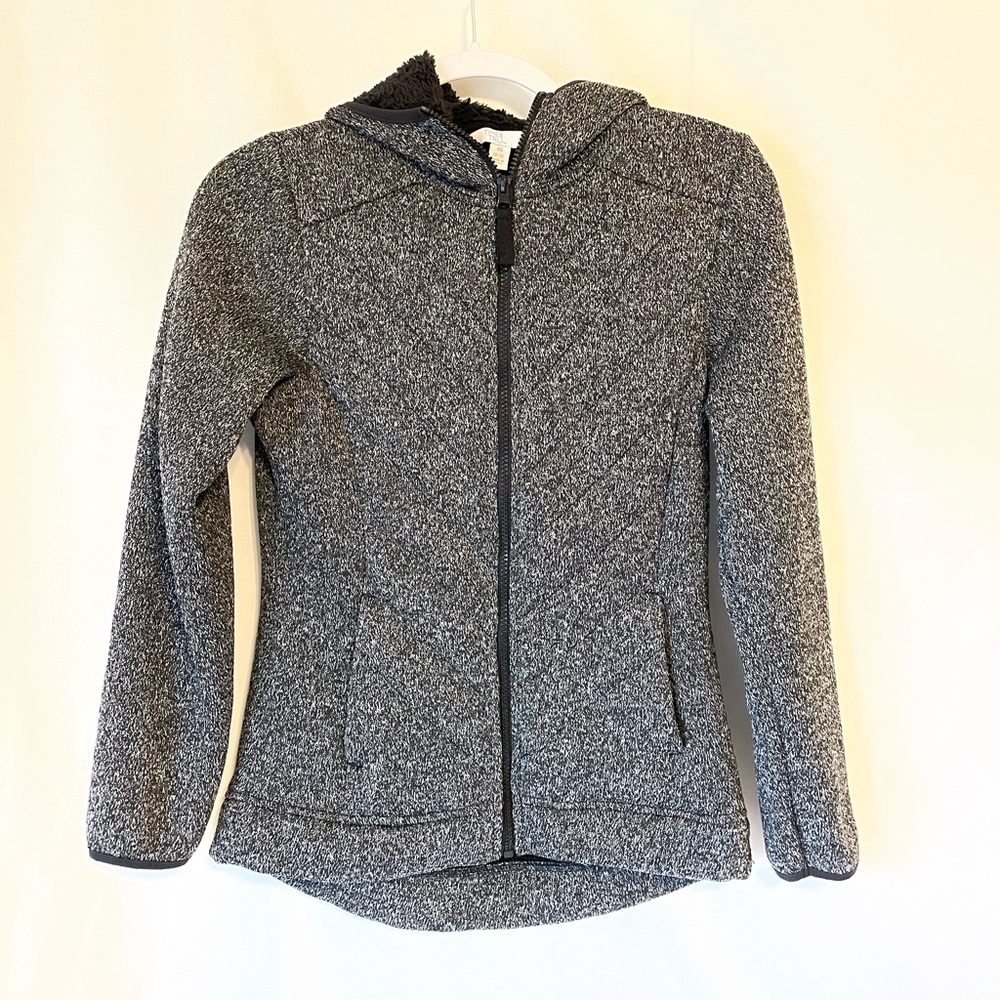 EUC: Time and Tru fleece lined hooded jacket with pockets and textured front